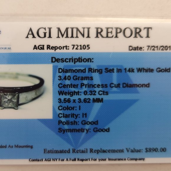 Amazon.com: Angara Natural 0.6 ct Blue Sapphire and 0.32 ct  14K White Gold Diamond Ring - 0.32 ct Princess Cut | 3.56 x 3.62mm | I Color